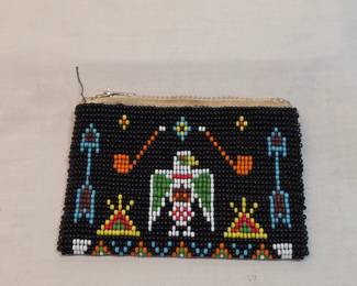 Handmade Native American Leather And Beaded Purse