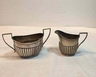 Sterling Silver Creamer And Sugar Caddy