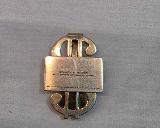 Sterling Silver Money Clip Advertising Card For Estate Planner