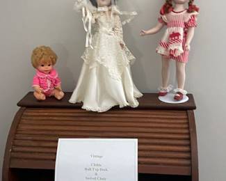 Vintage Dolls and Kids Roll Top Desk