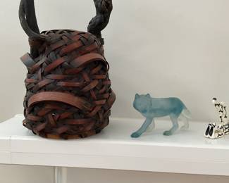 Ikebana Antique woven bamboo flower basket 