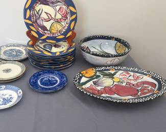Keyes Plates, Platter and large bowl 