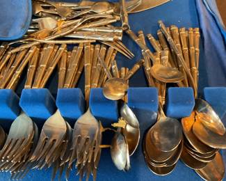 Bamboo Gold Colored Flatware 