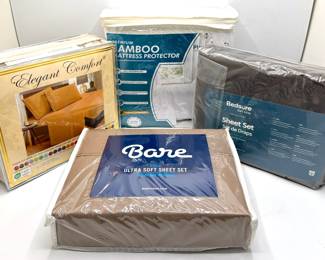 3 New Full Sheet Sets & New Full Sized Mattress Cover
Lot #: 133