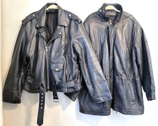 2 Vintage Men's Leather Jackets: Large Motor Cycle & Tibor Extra Large Coat
Lot #: 81