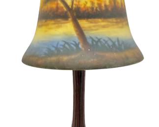 Vintage Bronze Boudoir Table Lamp With Hand Painted Glass Shade
Lot #: 65