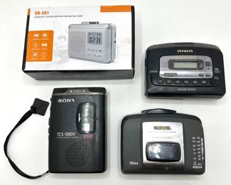 Vintage Sony TCS-580V Stereo Cassette Recorder, 2 Aiwa Players & New CR-381 Cassette Player Support Mic
Lot #: 95