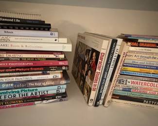 many art books and art supplies