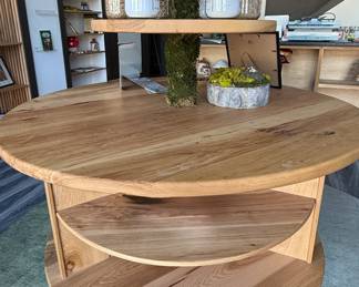 Round, Multi-Tiered Wood Display Table 
