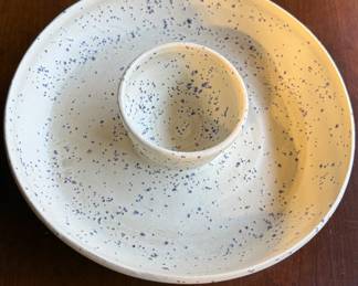 Handmade Chip and Dip Pottery Bowl