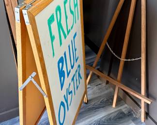 Wooden A-Frame Sandwich Board Sign and Wooden Easel