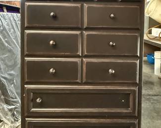 Dark Brown Wood Chest of Drawers