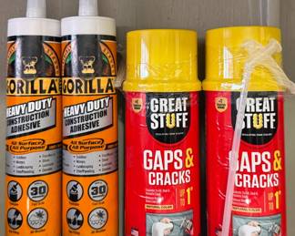 Gorilla Heavy Duty Construction Adhesive and GREAT STUFF Gaps & Cracks Insulating Foam Sealant 