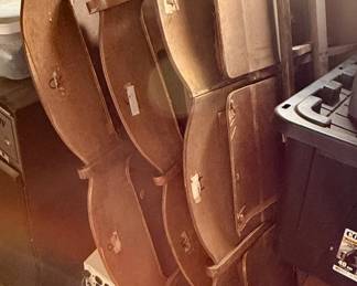 Vintage Wooden Theater/Stadium Folding Chairs (3 sets of 3)