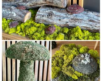 Decorative Moss, Mushrooms and Logs Decor