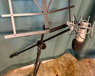 Clamp-On Sheet Music Bookplate Attached to a Microphone Stand