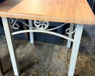 Laminate End Table with Silver Frame 