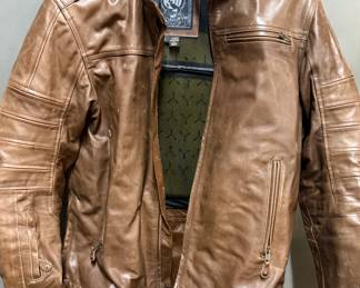 Roland Sands Designs/Signature Collection Men's Distressed Brown Leather Motorcycle Jacket 