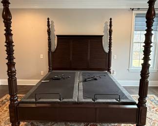 Ashley Furniture king size 4-post bed with set of Glideaway Comfort Bases