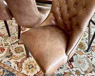 Brown leather dining chairs from Pottery Barn (3 total)