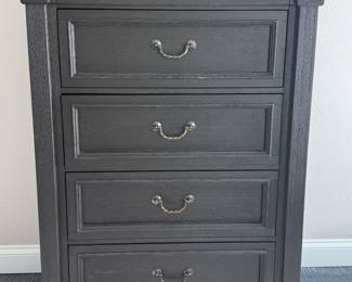 Black wood dresser with natural top from Knoxville Wholesale
