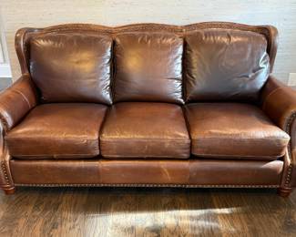 Brown leather sofa, chair and ottoman from Brown Squirrel Furniture