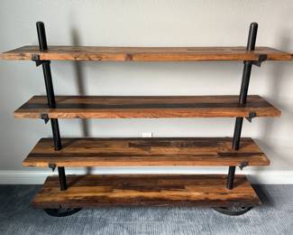 OP Jenkins rustic industrial wood bookshelf
