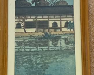 Framed Woodblock Print " Section of the Byodo Temple, Uji" by Kawase Hasui