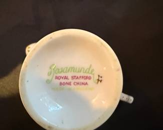 Royal Stafford "Rosamunde" Teacup, Creamer & Serving Tray set
