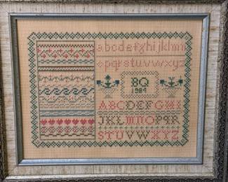 Framed Cross Stitch Sampler