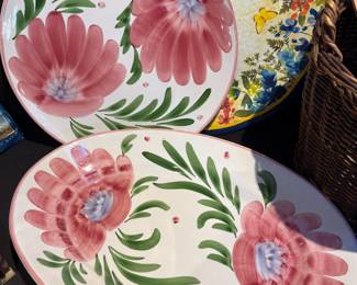 Himark Pink Floral Serving Platter and Bread & Butter Plate 
