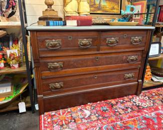 Antique solid wood dresser with original hard ware