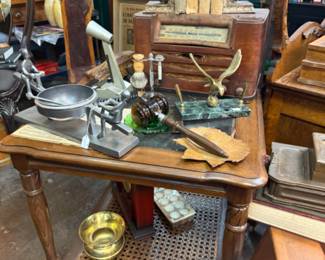 Solid wood & glass side table with rattan bottom