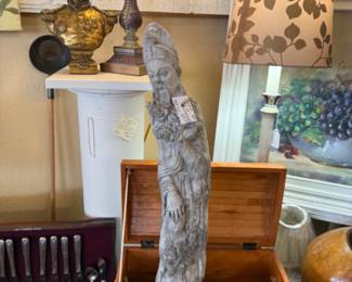 brass bust, figurine, lamps