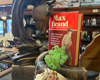 Beautiful horse head figurine cowhead vintage books