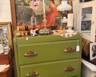 MCM dresser, beautiful vintage framed art