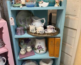 vintage books, plates, bird figurines, candlestick and more