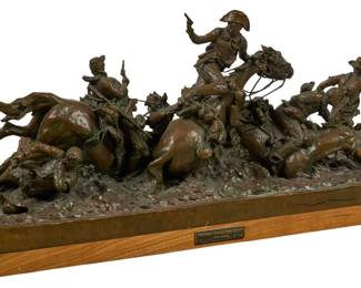 Scott Rogers, "We Fought Through Boggy Ground", artist-cast bronze sculpture on wooden base