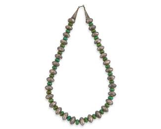 Navajo Mercury Dime Aventurine Beaded Necklace