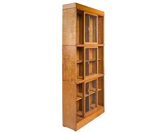 Three-section stacking barrister bookcase with glass doors