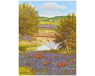 Manuel Garza, Bluebonnets and Creek