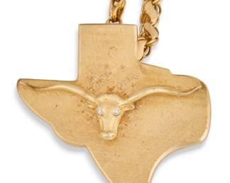 18K/14K Texas Longhorn Pendant Necklace