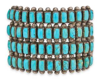 Zuni Sterling and Turquoise Cuff