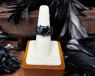 Gothic Princess Cut Heart Shaped Wedding Ring Band  Size 7 