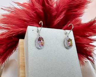 BBJ Sterling Mystic Topaz Lever Back Earrings See Video