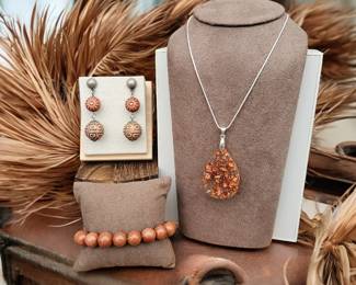 Goldstone Bracelet With Teardrop Necklace Drop Dangle Earrings 