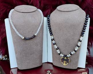 Necklaces Black Obsidian  Garnet  Tree Of Life Heart Garnet Pendant