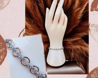 Lab Created White Sapphire Open Link Sterling Silver 18kt Rose Gold Plate Bracelet