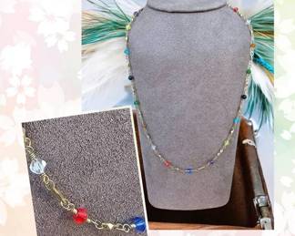 Vintage 24kt GB MultiColored Beaded Necklace 