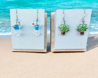Glass Martini Palm Tree Earrings